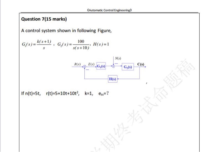 Solved Automatic Control Engineering Question 7 15 Mark Chegg Com