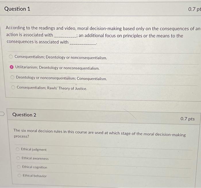 Solved Question 1 0.7 pt According to the readings and | Chegg.com