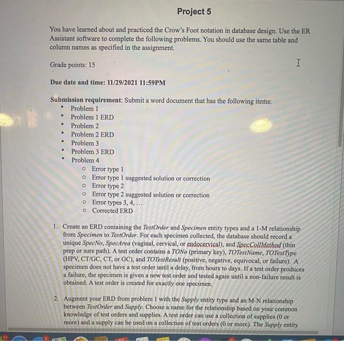 Solved Project 5 You have learned about and practiced the | Chegg.com