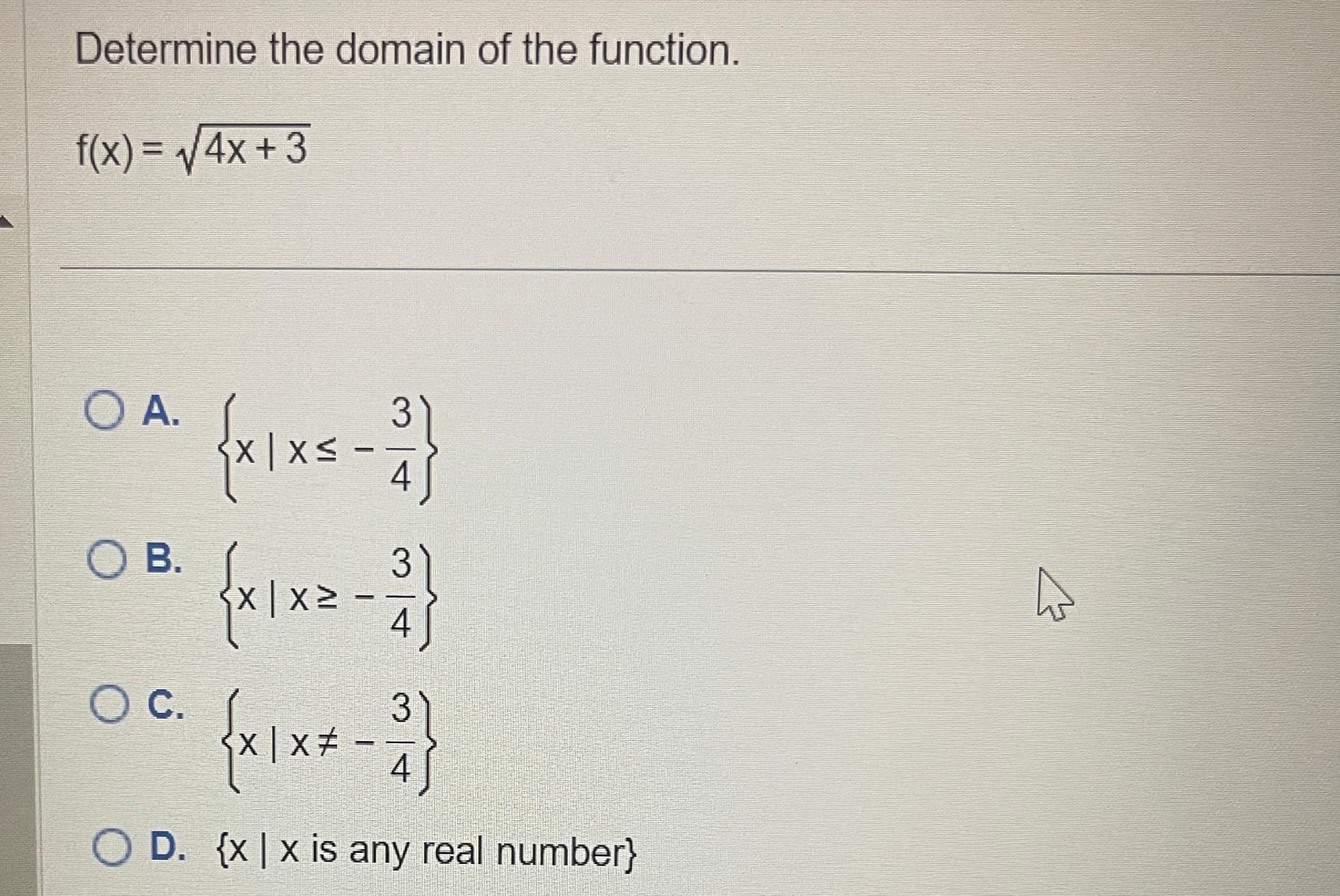 Solved Determine the domain of the