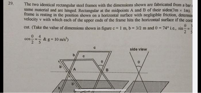 Solved 29. The two identical rectangular steel frames with | Chegg.com