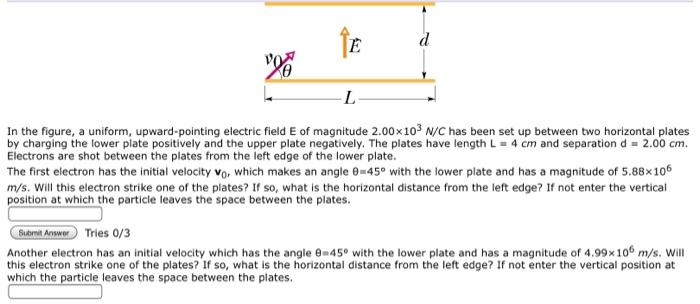 Solved A E Vox Go L In The Figure A Uniform Upward Poin Chegg Com