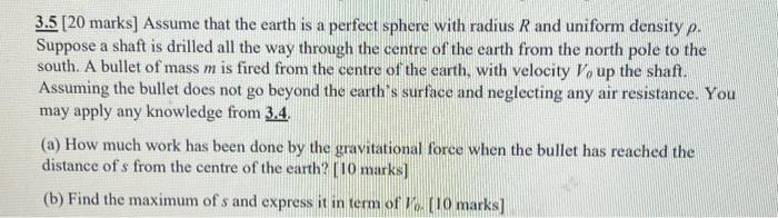 Solved 3.5 [ 20 marks] Assume that the earth is a perfect | Chegg.com