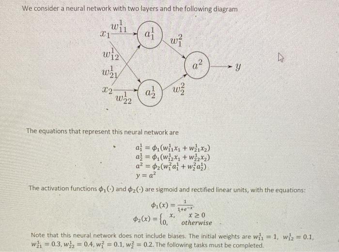 Solved We consider a neural network with two layers and the | Chegg.com