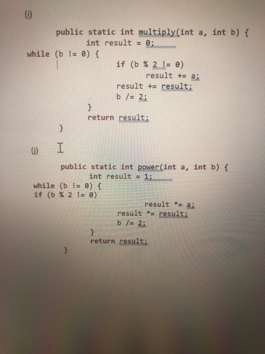 Solved Public Static Int Multiply(int A, Int B) { Int Result | Chegg.com