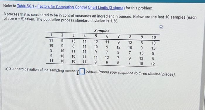 Solved A process that is considered to be in control | Chegg.com
