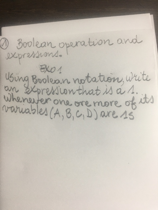 Solved operation and o Boolean expressione EXO 1 using | Chegg.com