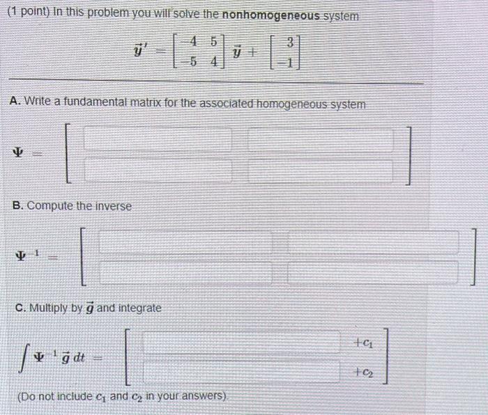 Solved (1 point) In this problem you will solve the | Chegg.com
