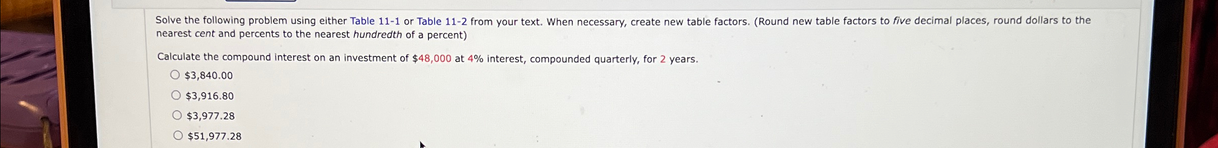 Solved Solve the following problem using either Table 11-1 | Chegg.com