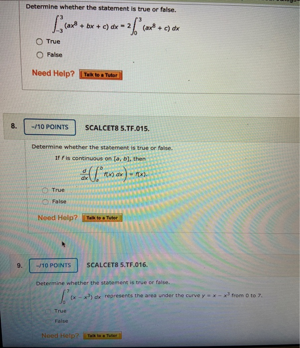 Solved Determine whether the statement is true or false. Li | Chegg.com