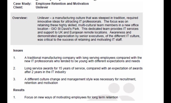 employee motivation case study summary