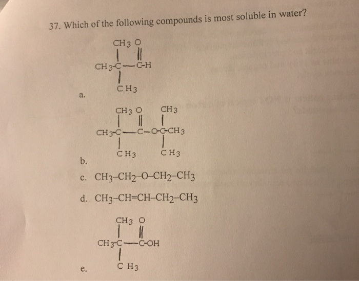 Which Of The Following Compounds Is Soluble In Water