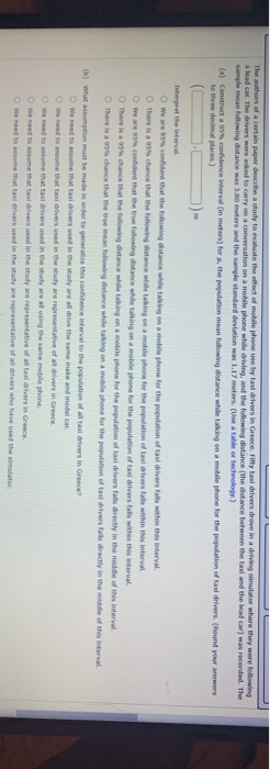 Solved The authors of a certain paper describe a study to | Chegg.com