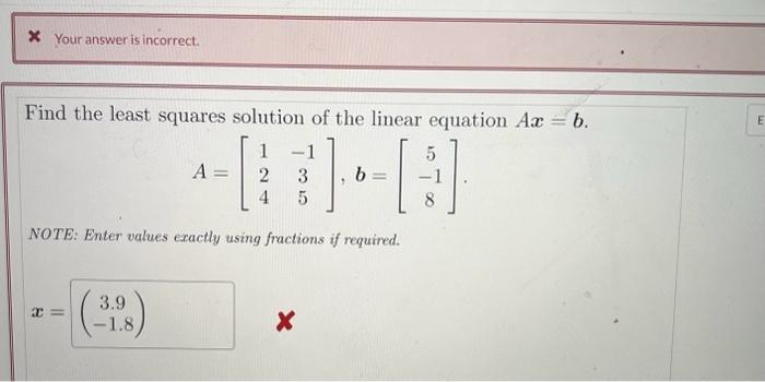 Solved Find the least squares solution of the linear | Chegg.com