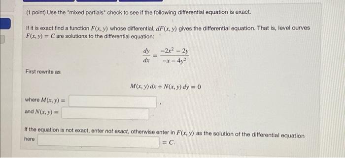 Solved (1 point) Use the 