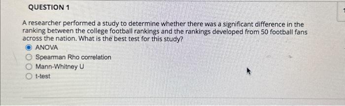 Solved A researcher performed a study to determine whether | Chegg.com
