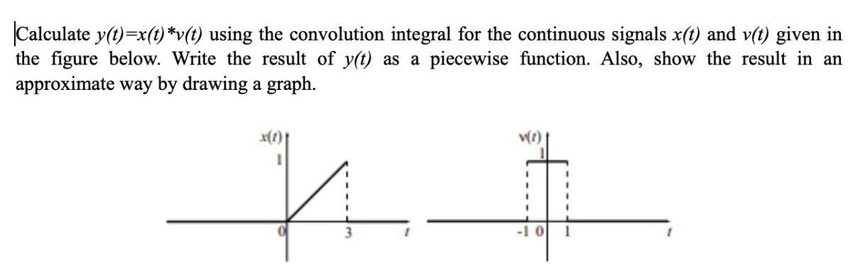 Solved Calculate y(t)=x(t)*v(t) using the convolution | Chegg.com