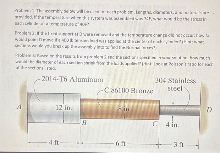 Solved Problem 1: The assembly below will be used for each | Chegg.com