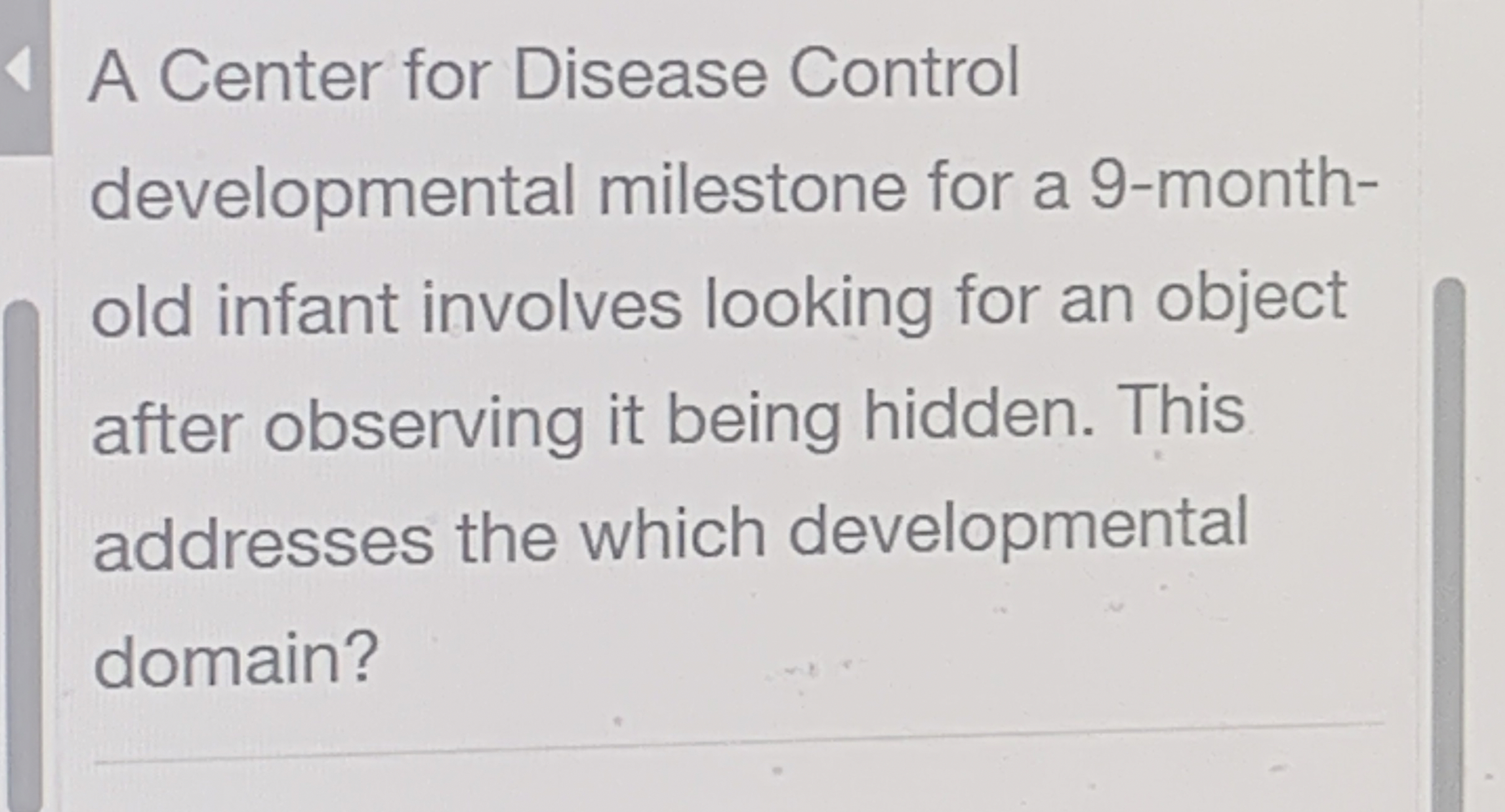 Solved A Center for Disease Controldevelopmental milestone