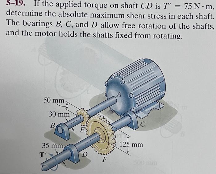 Solved 519. If the applied torque on shaft CD is T′=75 N⋅m,