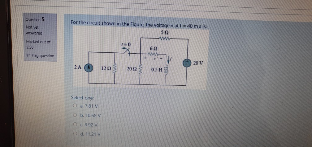 Solved Question 5 Not yet answered For the circuit shown in | Chegg.com