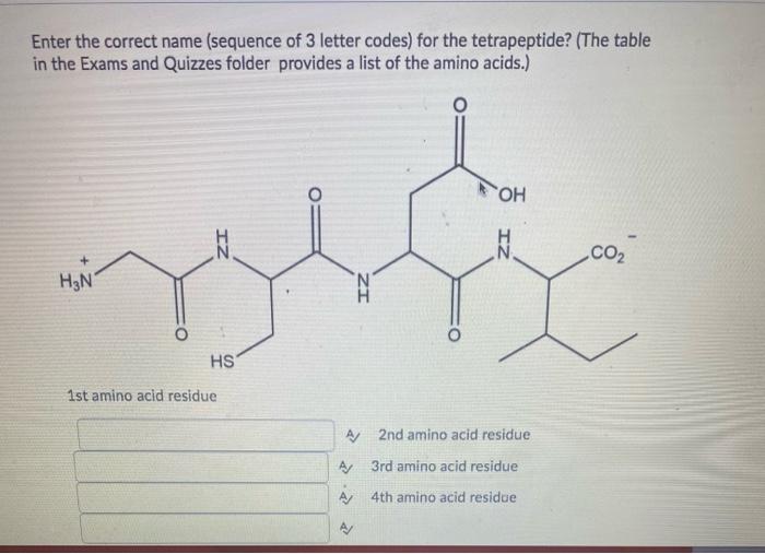 Solved Enter The Correct Name sequence Of 3 Letter Codes Chegg