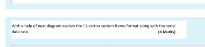 Solved with a help of neat diagram explain the T1-carrier | Chegg.com