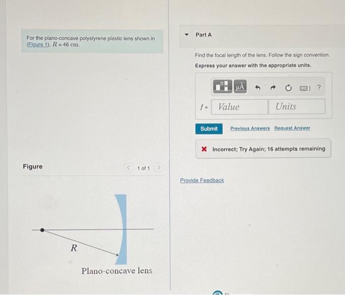Solved For the plano-concave polystyrene plastic lens shown | Chegg.com