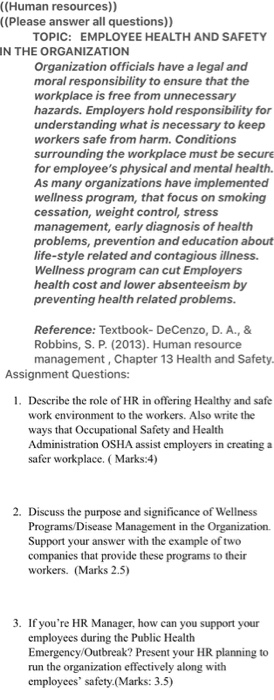 Solved ((Human resources)) ((Please answer all questions))