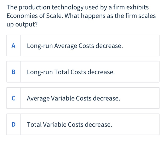 Solved The production technology used by a firm exhibits | Chegg.com