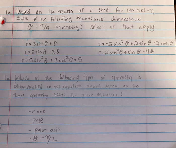 Solved la Based on the results of a test for symmetry, Which | Chegg.com