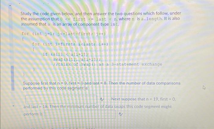 Solved Study the code given below, and then answer the two | Chegg.com