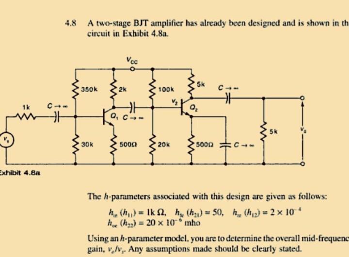 Solved A two-stage BJT amplifier has already been designed | Chegg.com