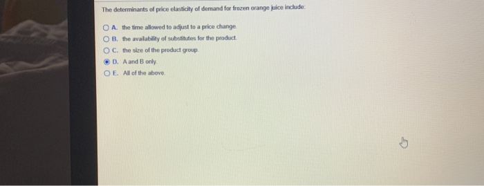 Solved The determinants of price elasticity of demand for | Chegg.com