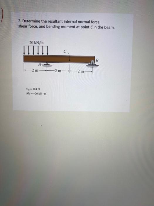 Solved 2. Determine The Resultant Internal Normal Force, | Chegg.com