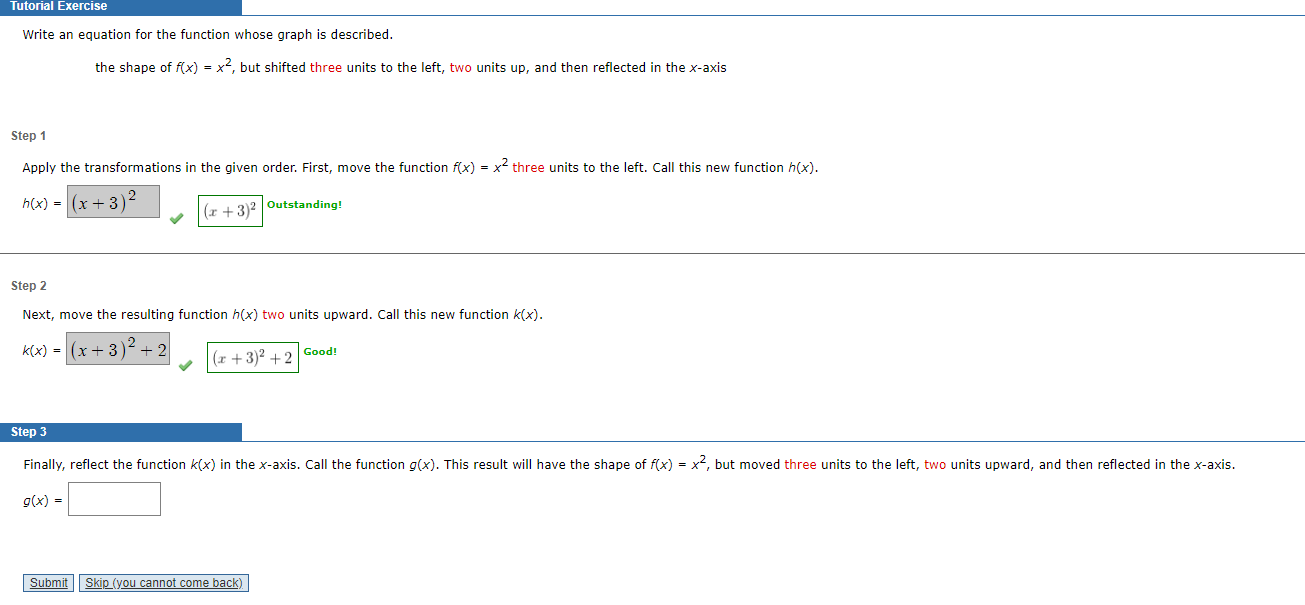 Solved Tutorial ExerciseWrite an equation for the function | Chegg.com