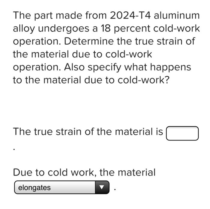 Solved The part made from 2024-T4 aluminum alloy undergoes a | Chegg.com