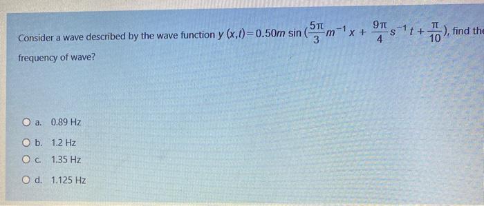 Solved 9TC X + Consider a wave described by the wave | Chegg.com