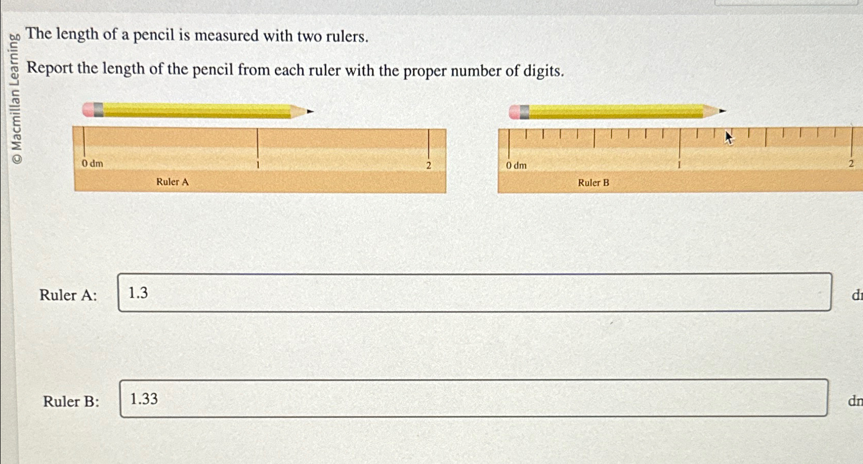 Solved The length of a pencil is measured with two | Chegg.com