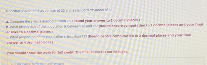 Solved A Normal Population Has A Mean Of 20 And A Standard | Chegg.com