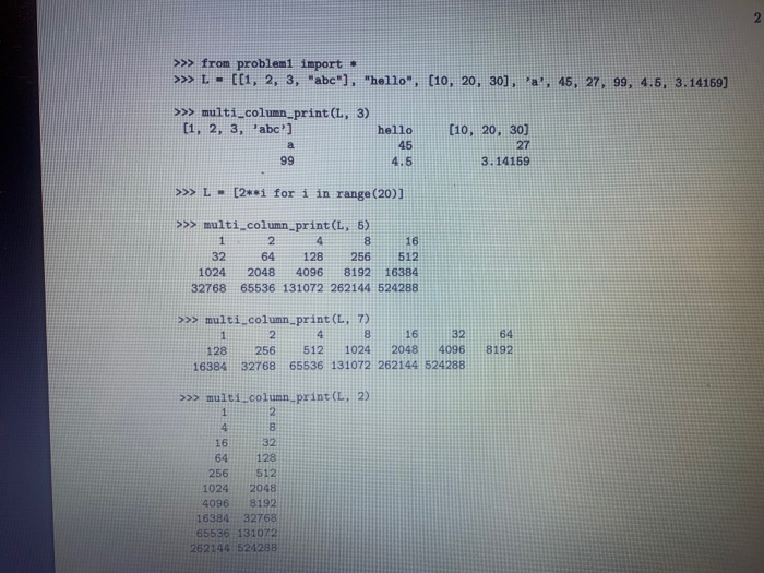 Solved Problem 1 [10 points ] Multi Column Printing. In this | Chegg.com