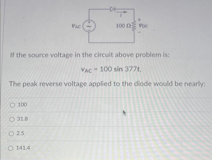 Solved If the source voltage in the circuit above problem | Chegg.com