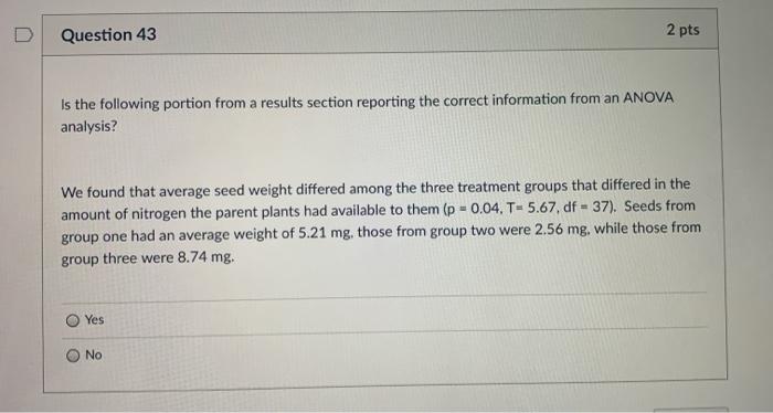 Solved Question 43 2 pts Is the following portion from a | Chegg.com