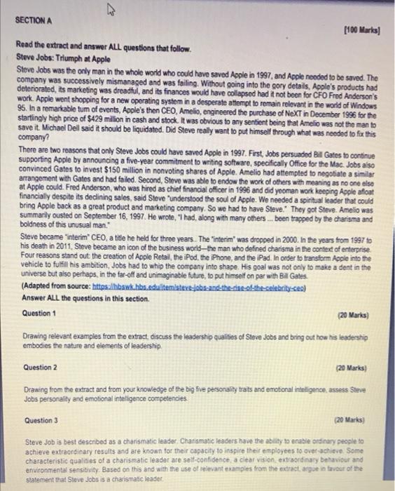 2 SECTION A Read the extract and answer ALL questions | Chegg.com