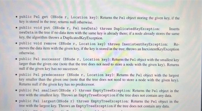Solved - public Pel get (BNode r, Location key): Returns the | Chegg.com