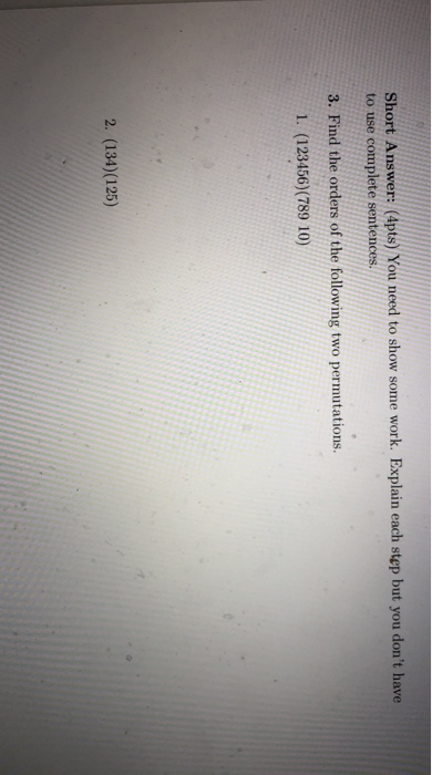 Solved Short Answer: (Apts) You need to show some work. | Chegg.com