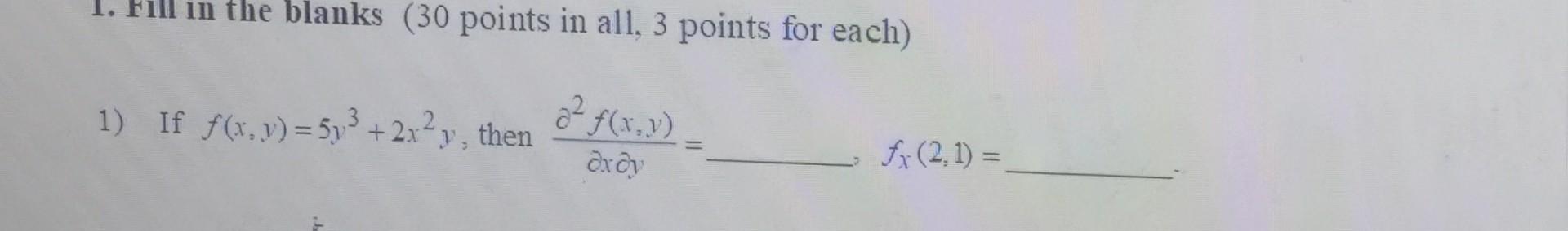 Solved in the blanks (30 points in all, 3 points for each) ² | Chegg.com