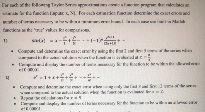Solved For each of the following Taylor Series | Chegg.com