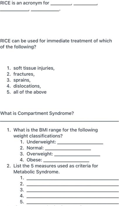 Solved Rice Is An Acronym For Rice Can Be Used For Immediate Chegg Com