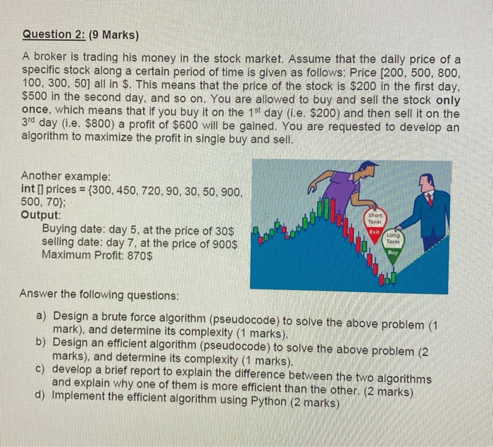 Solved Question 2: (9 Marks) A Broker Is Trading His Money | Chegg.com